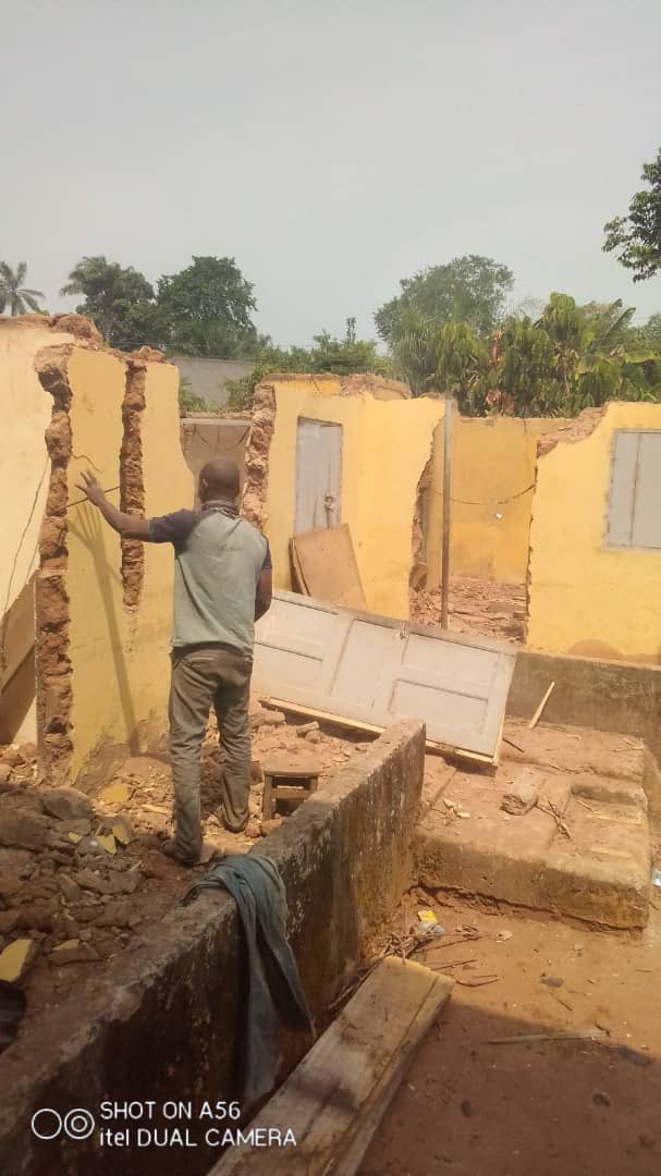 Nigerian lady demolishes mother's old house, builds bungalow - lady build bungalow mother