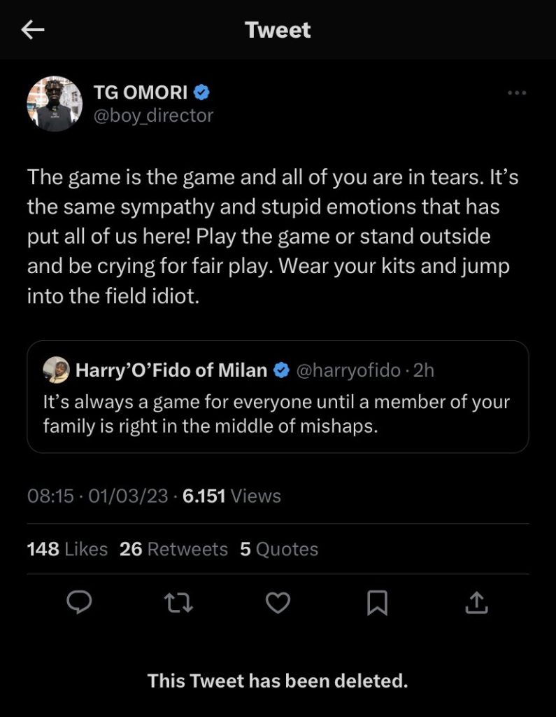 You must learn to play the game or end up crying - TG Omori tells Obi - omori