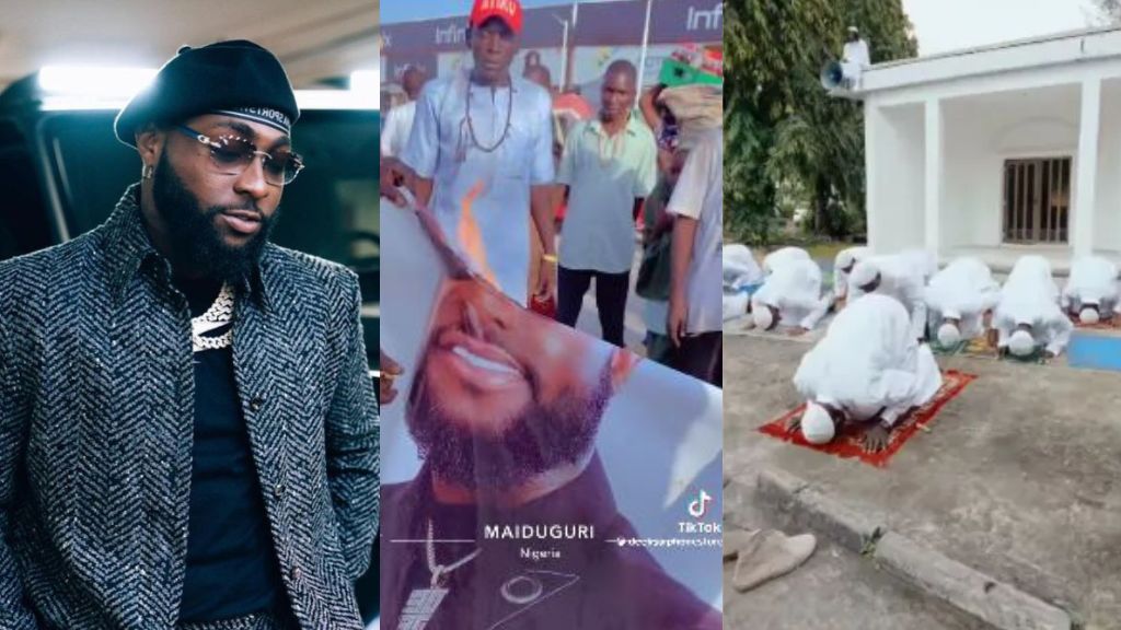 FG needs to take action" - Video trends as banner of singer Davido's photo  is being burnt in Maiduguri (Watch) | Intel Region